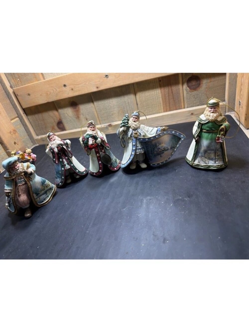 Thomas Kinkade Ashton-Drake Old World Santa Christmas Tree Ornaments Set of 5